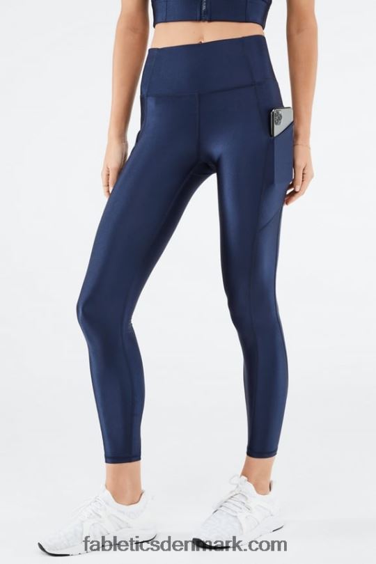 Fabletics Kvinder oasis pureluxe højtaljet shine 7/8 legging PNX2T899 dyb marineblå glans