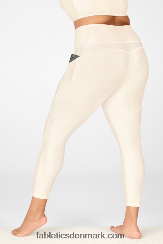 Fabletics Kvinder oasis pureluxe højtaljet shine 7/8 legging PNX2T900 smørcreme glans