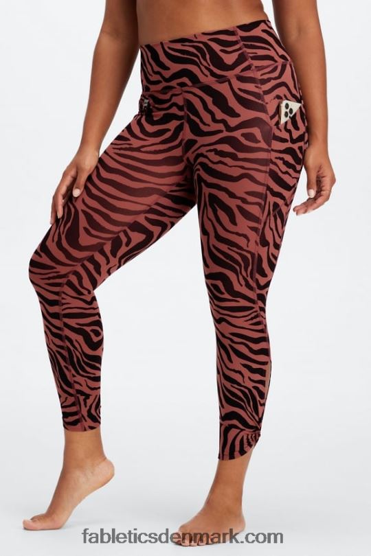Fabletics Kvinder oasis pureluxe højtaljet twist 7/8 legging PNX2T1138 mahogni zebraslag