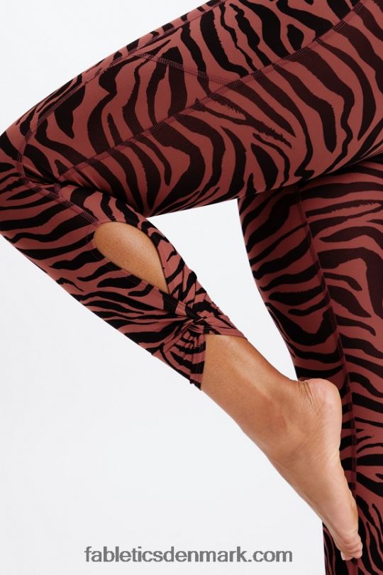 Fabletics Kvinder oasis pureluxe højtaljet twist 7/8 legging PNX2T1138 mahogni zebraslag