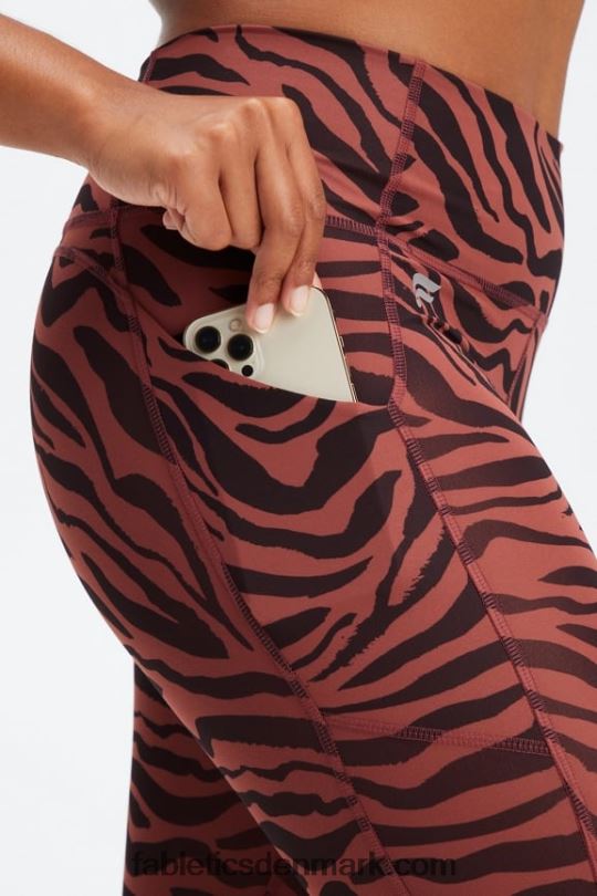 Fabletics Kvinder oasis pureluxe højtaljet twist 7/8 legging PNX2T1138 mahogni zebraslag