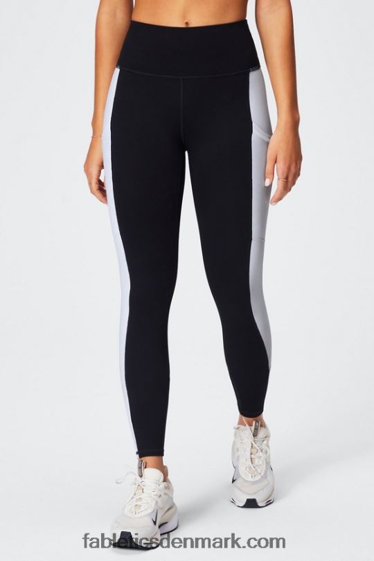 Fabletics Kvinder on-the-go powerhold højtaljet legging 40 PNX2T743 sort/klassisk hvid
