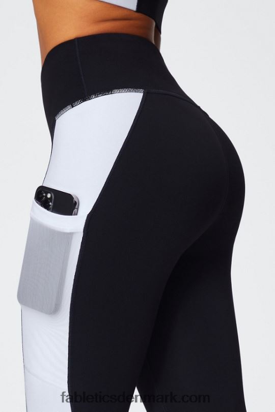 Fabletics Kvinder on-the-go powerhold højtaljet legging 40 PNX2T743 sort/klassisk hvid