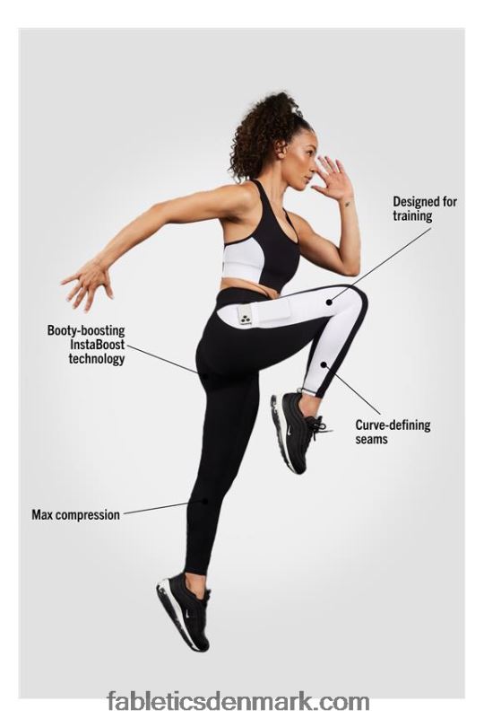 Fabletics Kvinder on-the-go powerhold højtaljet legging 40 PNX2T743 sort/klassisk hvid