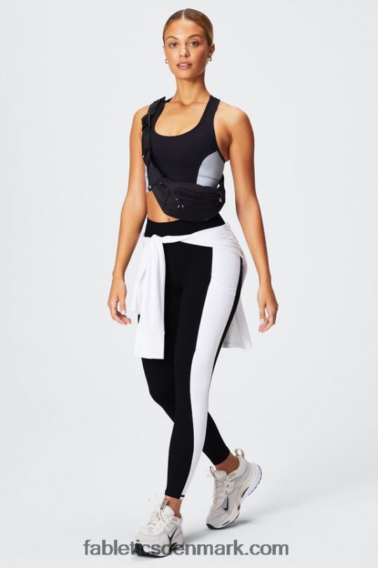 Fabletics Kvinder on-the-go powerhold højtaljet legging 40 PNX2T743 sort/klassisk hvid