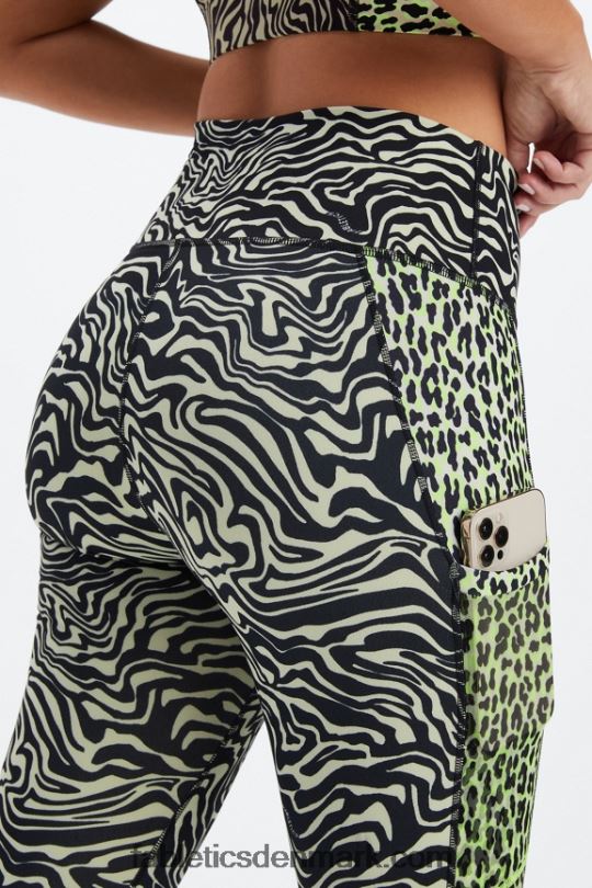 Fabletics Kvinder on-the-go powerhold højtaljet legging 40 PNX2T744 marmoreret zebra/highlighter bølget gepard