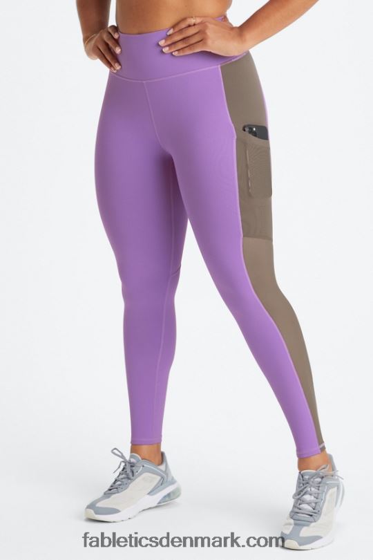 Fabletics Kvinder on-the-go powerhold højtaljet legging 40 PNX2T746 ultraviolet/pilebark