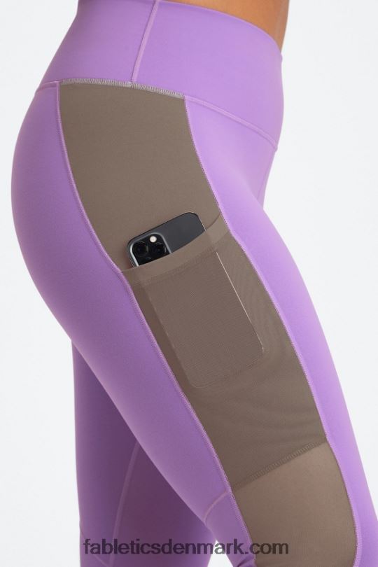 Fabletics Kvinder on-the-go powerhold højtaljet legging 40 PNX2T746 ultraviolet/pilebark