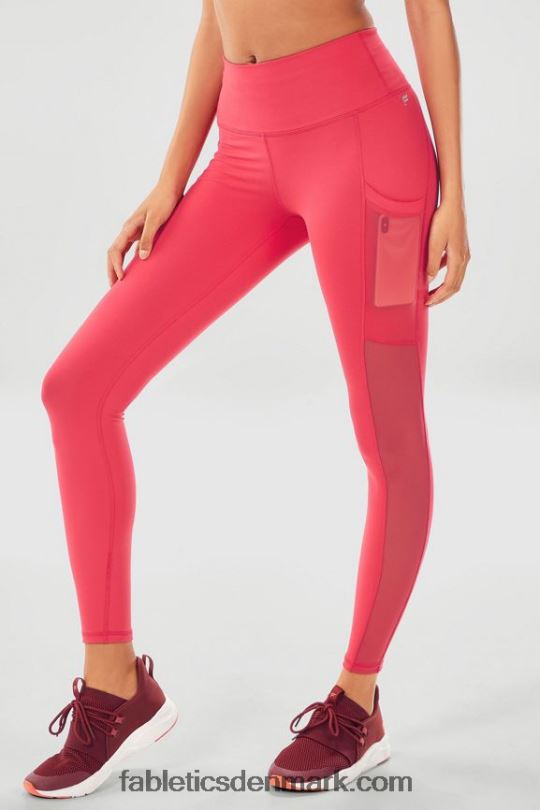 Fabletics Kvinder on-the-go powerhold højtaljet legging 43 PNX2T762 pink skifer/adrenalinrød