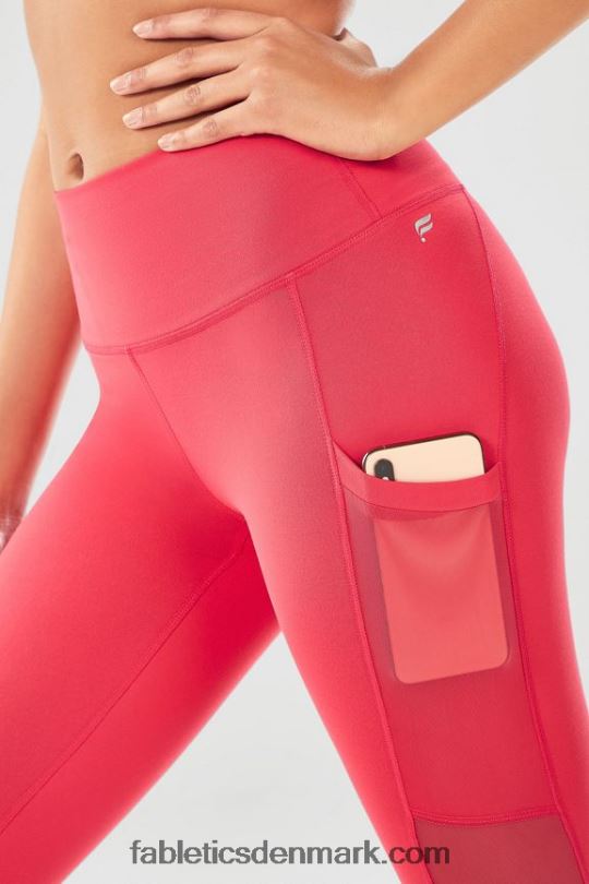 Fabletics Kvinder on-the-go powerhold højtaljet legging 43 PNX2T762 pink skifer/adrenalinrød