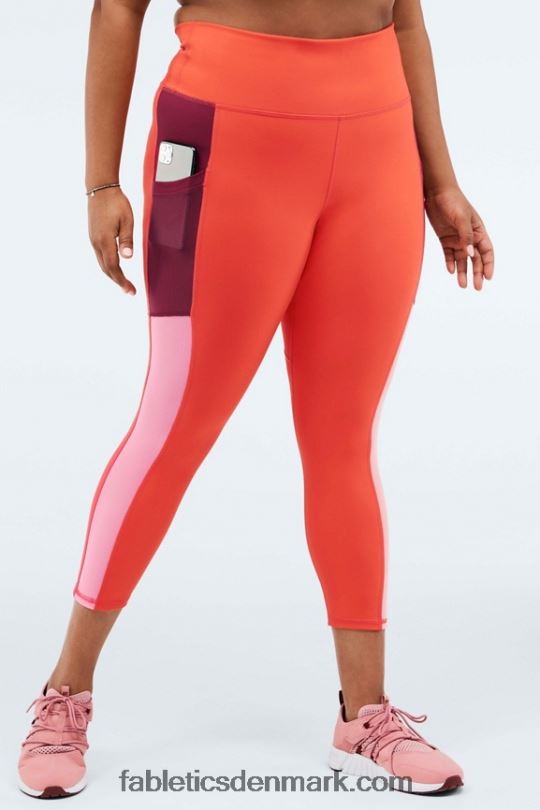 Fabletics Kvinder on-the-go powerhold ultra hw 7/8 legging PNX2T1291 bål/solnedgang/kirsebærsprængning