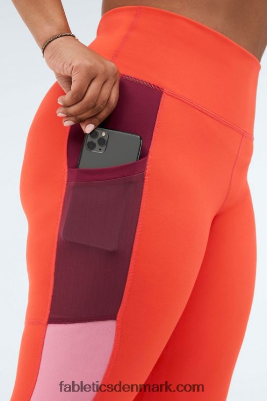 Fabletics Kvinder on-the-go powerhold ultra hw 7/8 legging PNX2T1291 bål/solnedgang/kirsebærsprængning
