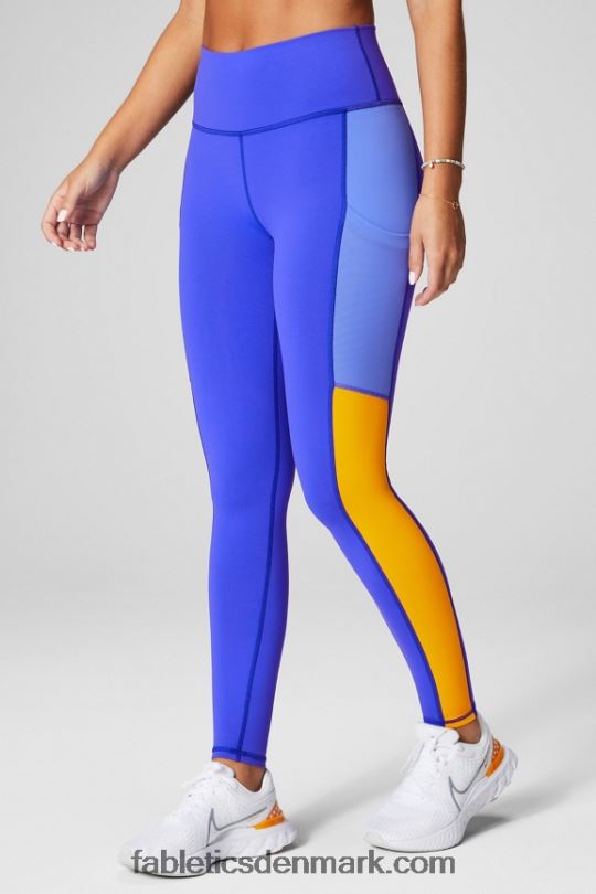 Fabletics Kvinder powerhold højtaljet legging på farten 38 PNX2T734 ekstrem royal/periwinkle punch/eftermiddagssol