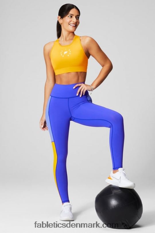 Fabletics Kvinder powerhold højtaljet legging på farten 38 PNX2T734 ekstrem royal/periwinkle punch/eftermiddagssol