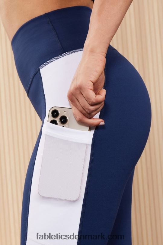 Fabletics Kvinder powerhold højtaljet legging på farten 38 PNX2T735 kollegialt marineblå/klassisk hvid