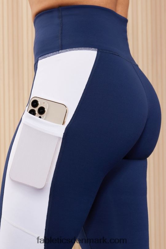 Fabletics Kvinder powerhold højtaljet legging på farten 38 PNX2T735 kollegialt marineblå/klassisk hvid