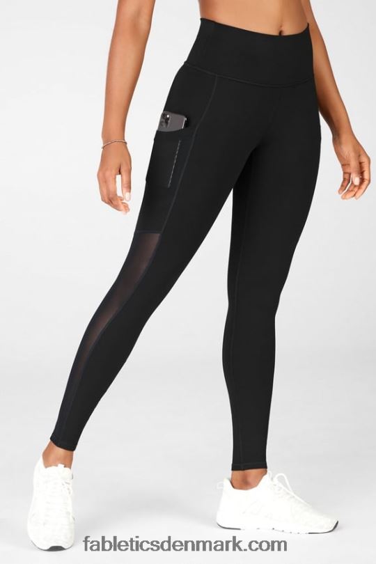 Fabletics Kvinder powerhold højtaljet legging på farten 39 PNX2T742 fairway grøn/hvid stribe
