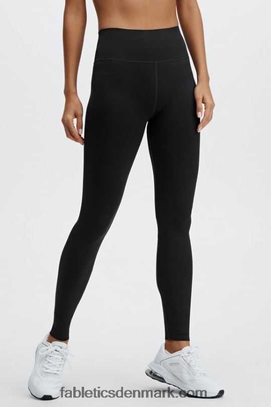 Fabletics Kvinder sculptstrikket legging med høj talje i tilpasset længde PNX2T1214 sort