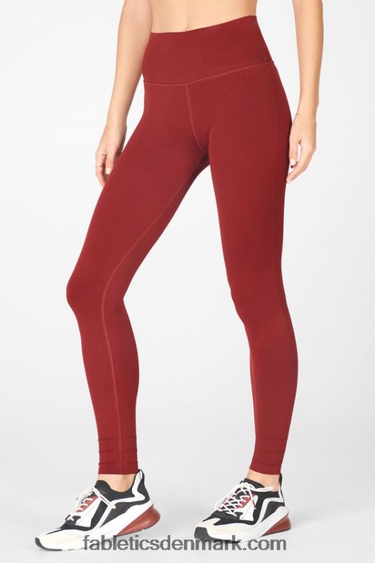 Fabletics Kvinder sculptstrikket legging med høj talje i tilpasset længde PNX2T1217 umbria rød