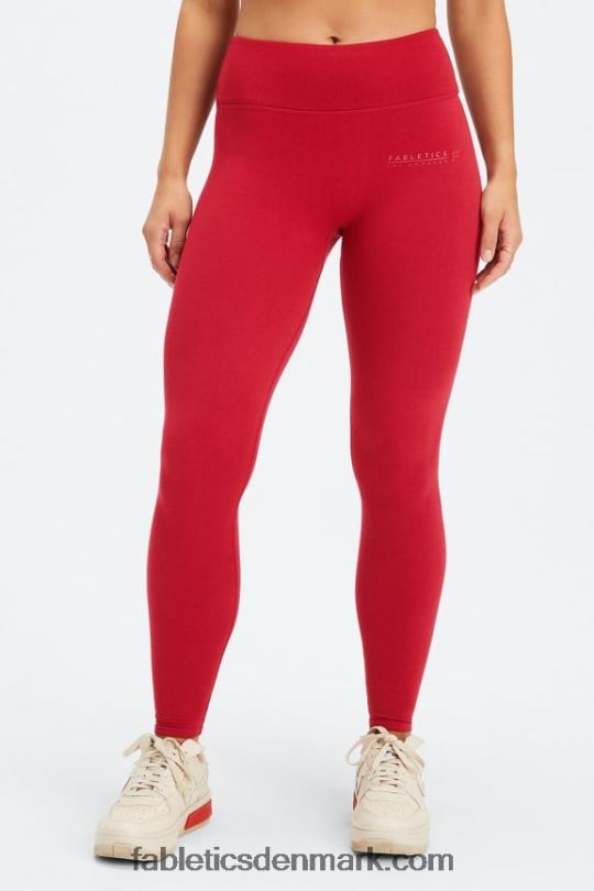 Fabletics Kvinder sky sømløs højtaljet legging PNX2T833 dyb rød/la logo bar