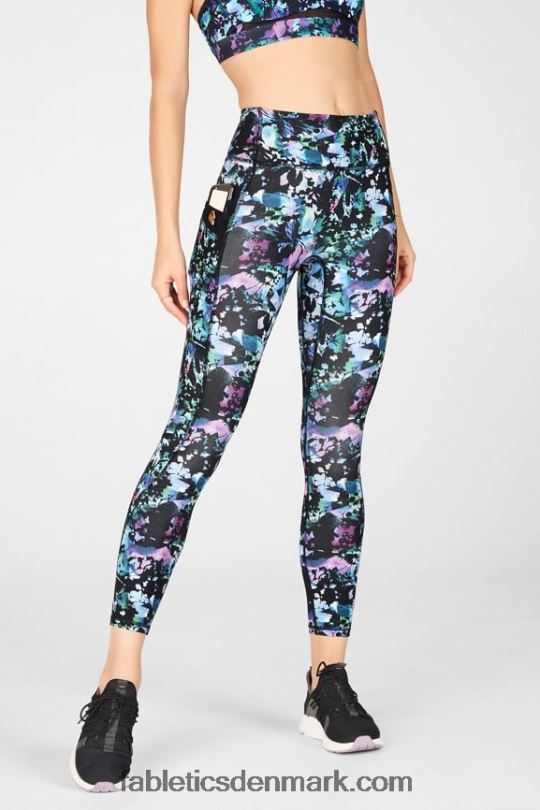 Fabletics Kvinder trinity højtaljet lomme 7/8 PNX2T1307 graffiti blomster