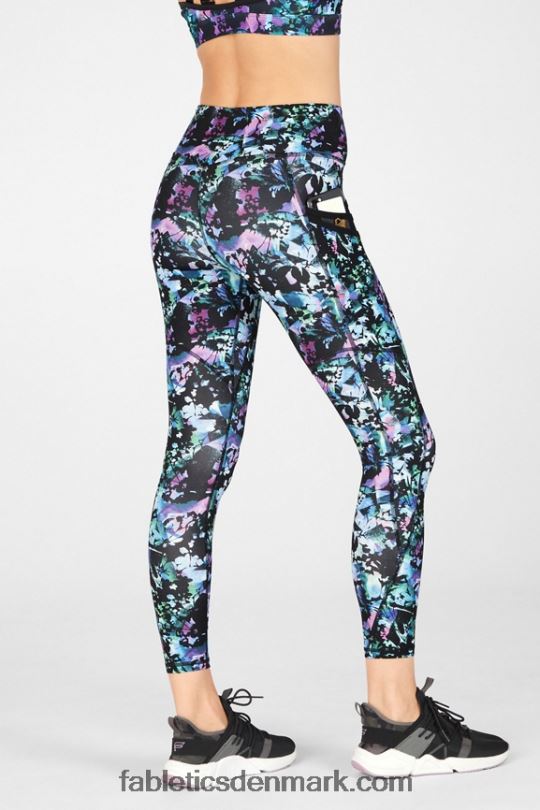 Fabletics Kvinder trinity højtaljet lomme 7/8 PNX2T1307 graffiti blomster