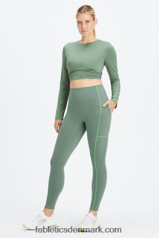 Fabletics Kvinder trinity motion365+ hw utility legging PNX2T1089 røg grønt/surt æble