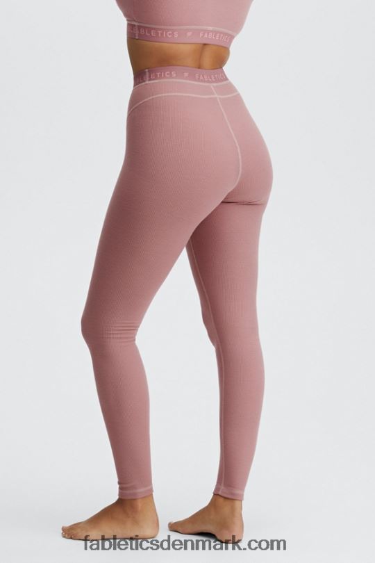 Fabletics Kvinder vaffel højtaljet legging PNX2T1206 terra pink/terra pink logo