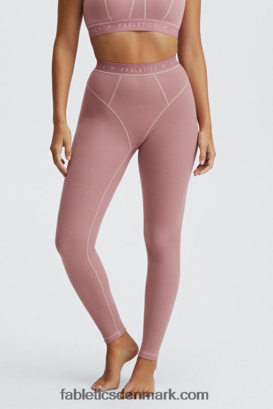 Fabletics Kvinder vaffel højtaljet legging PNX2T1206 terra pink/terra pink logo