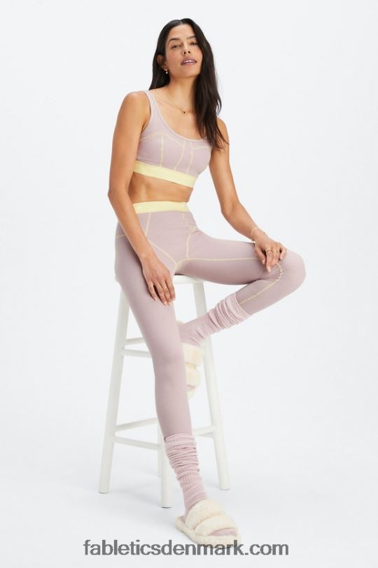 Fabletics Kvinder vaffel legging PNX2T1083 dæmpet lilla/smør
