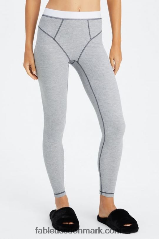 Fabletics Kvinder vaffel legging PNX2T1085 klassisk grå lyng/hvid