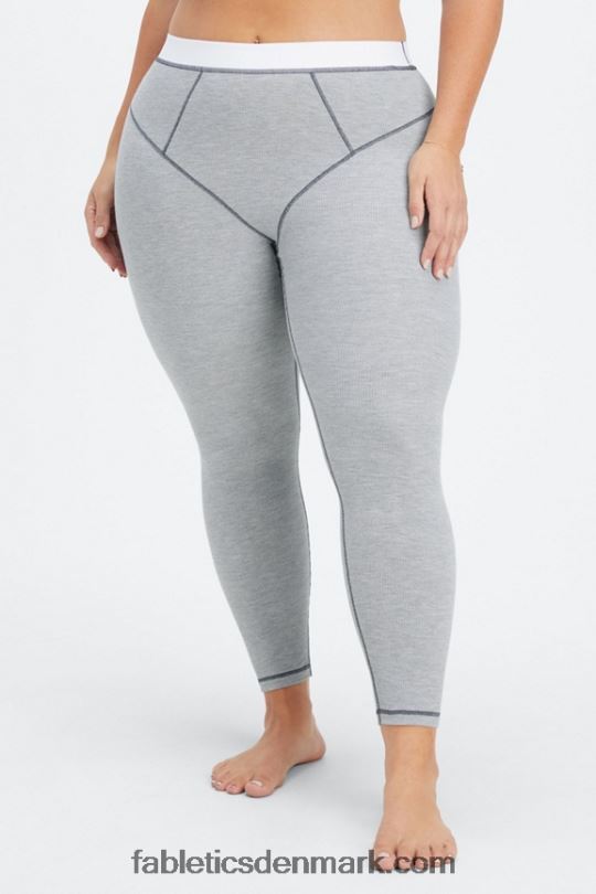 Fabletics Kvinder vaffel legging PNX2T1086 klassisk grå lyng/hvid