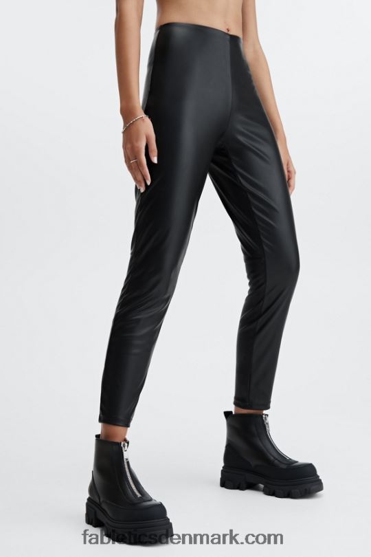 Fabletics Kvinder vegansk højtaljet legging i læder PNX2T1126 sort