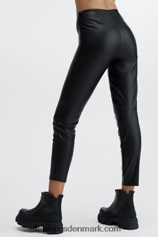 Fabletics Kvinder vegansk højtaljet legging i læder PNX2T1126 sort