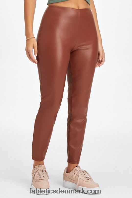 Fabletics Kvinder vegansk højtaljet legging i læder PNX2T1127 mahogni