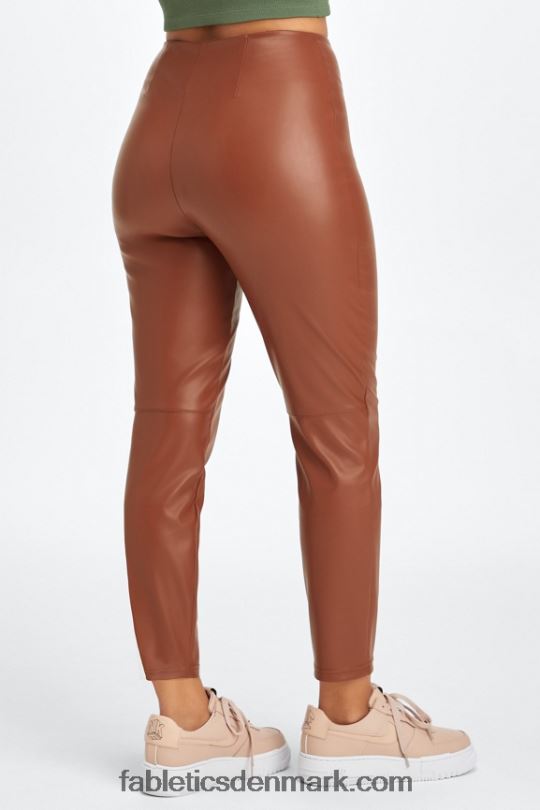 Fabletics Kvinder vegansk højtaljet legging i læder PNX2T1127 mahogni