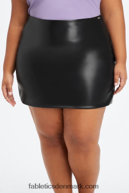Fabletics Kvinder vegansk læder højtaljet mini-nederdel PNX2T636 tofarvet leopard/orkidé i tin
