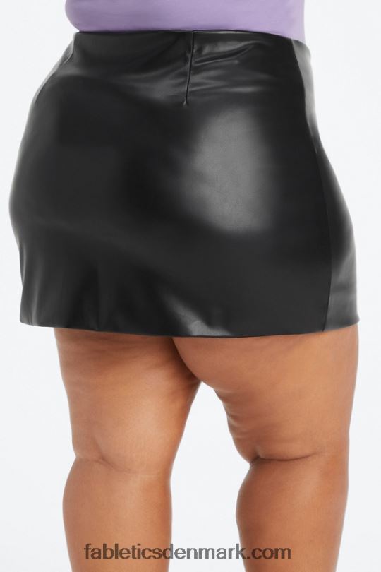 Fabletics Kvinder vegansk læder højtaljet mini-nederdel PNX2T636 tofarvet leopard/orkidé i tin