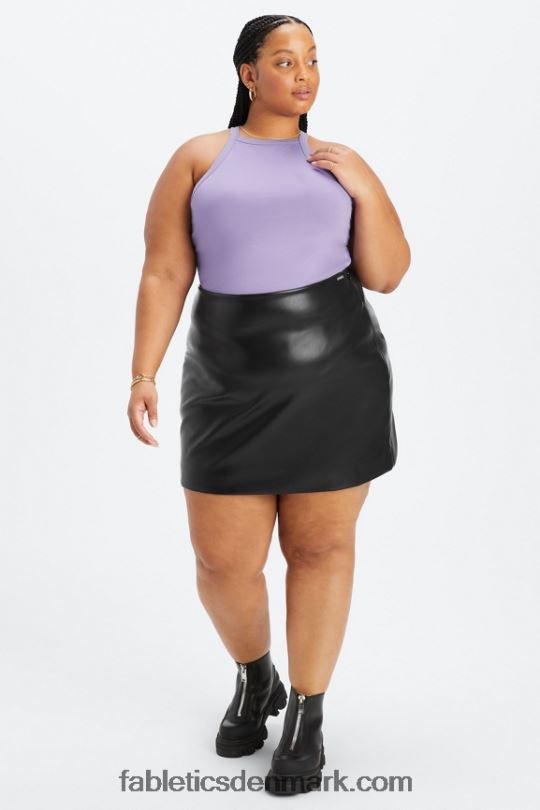 Fabletics Kvinder vegansk læder højtaljet mini-nederdel PNX2T636 tofarvet leopard/orkidé i tin