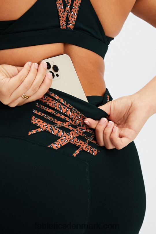Fabletics Kvinder boost powerhold højtaljet 6\'\' kort PNX2T418 sort/brændt okker bølget løve