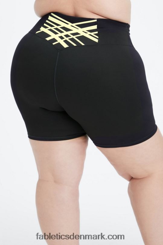 Fabletics Kvinder boost powerhold højtaljet 6'' kort PNX2T422 sort/citron creme