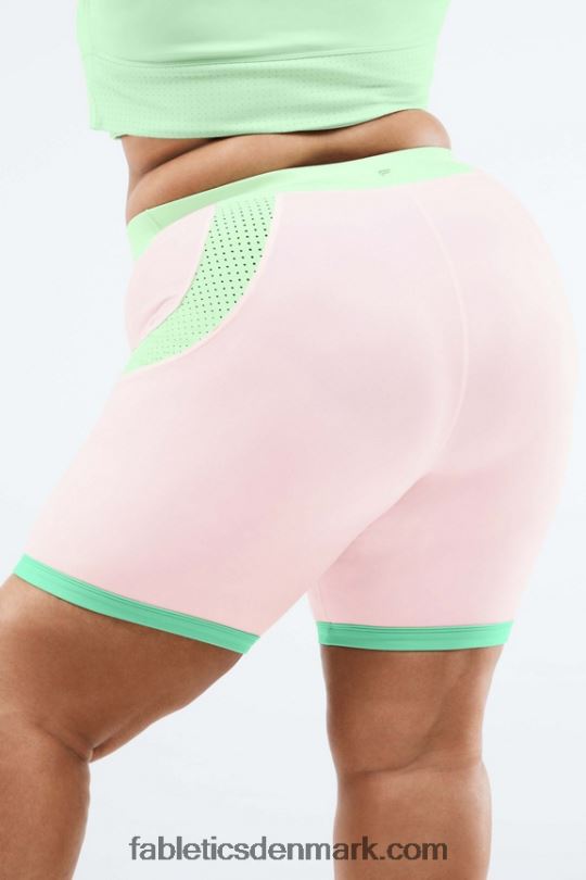 Fabletics Kvinder højtaljede motion365 color block shorts PNX2T569 nisse/tropisk vand/aloe