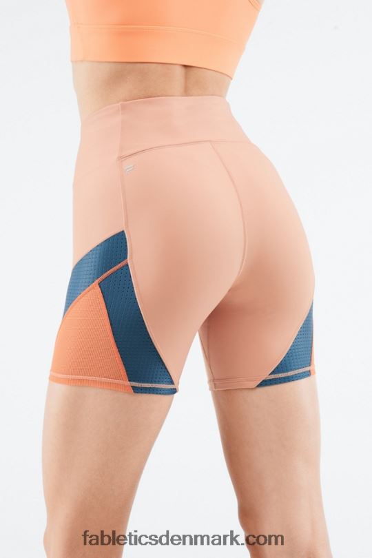 Fabletics Kvinder højtaljet motion365 run short 6\" PNX2T541 birketræ/ægte krikand/orange udbrud
