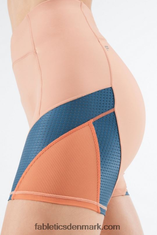 Fabletics Kvinder højtaljet motion365 run short 6\" PNX2T541 birketræ/ægte krikand/orange udbrud