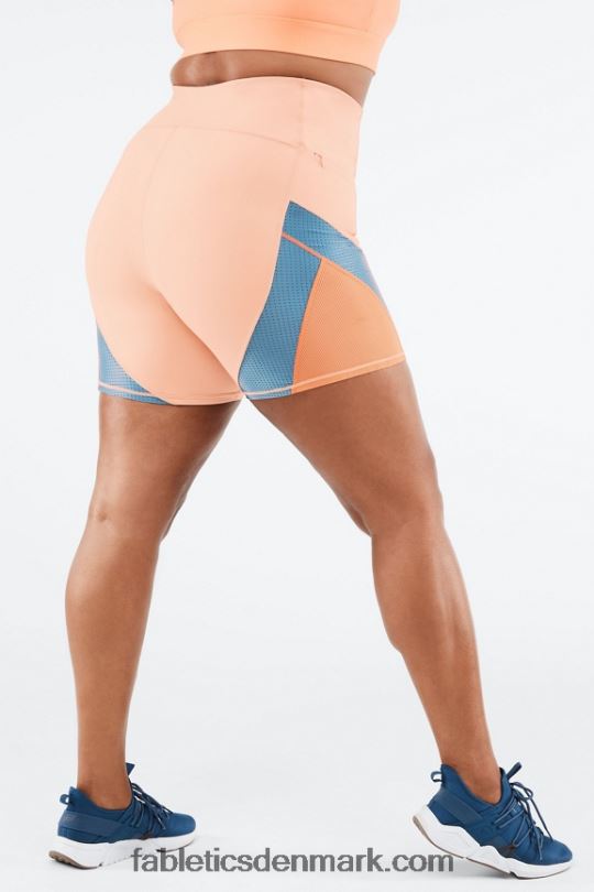 Fabletics Kvinder højtaljet motion365 run short 6\" PNX2T542 birketræ/ægte krikand/orange udbrud