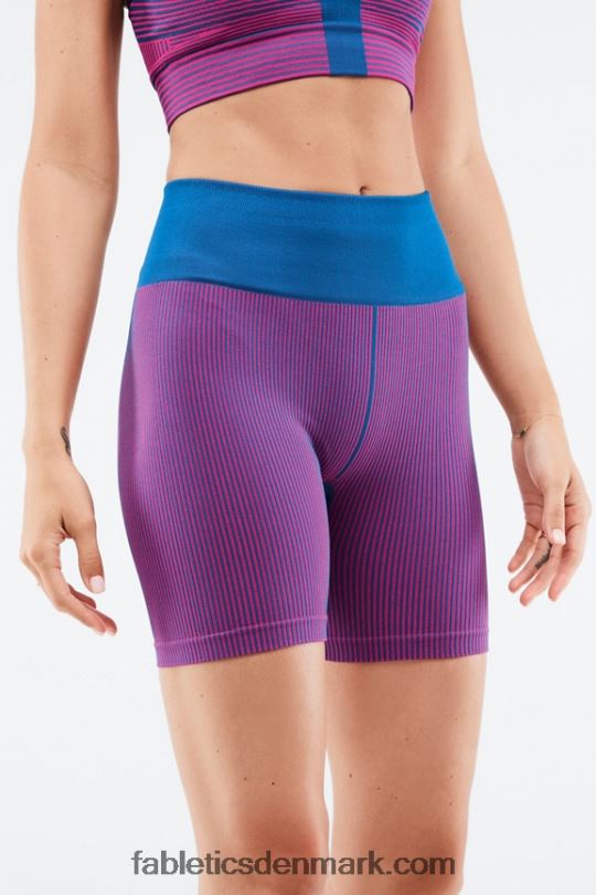 Fabletics Kvinder højtaljet sømløs kort rib PNX2T449 elektrisk blå/glødende pink