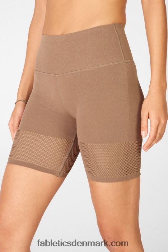 Fabletics Kvinder højtaljet skulpturelt kort PNX2T586 dyb marineblå/reflekterende logo