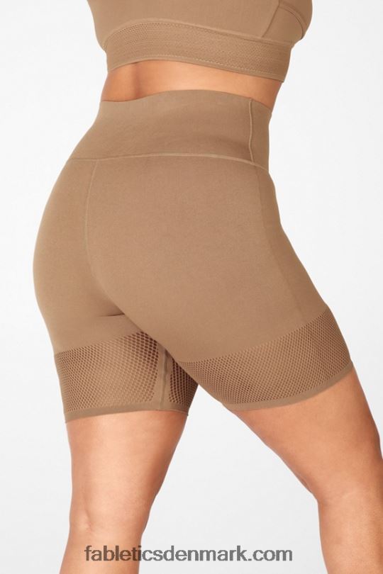 Fabletics Kvinder højtaljet skulpturelt kort PNX2T587 dyb marineblå/reflekterende logo