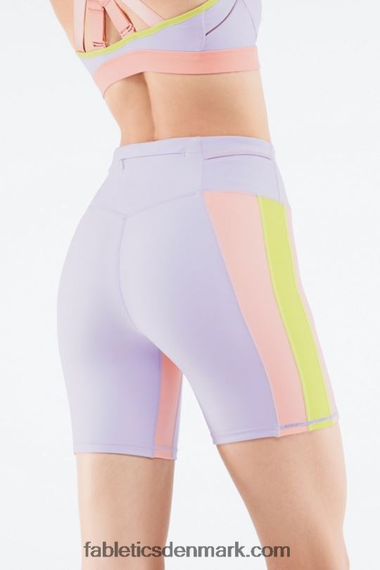 Fabletics Kvinder højtaljet trinity run short 7" PNX2T550 lilla cosmo/mintegrå
