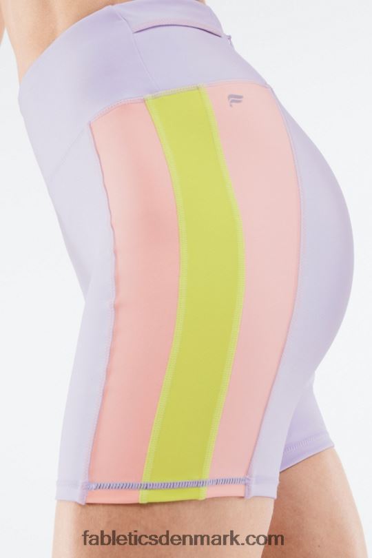 Fabletics Kvinder højtaljet trinity run short 7\" PNX2T550 lilla cosmo/mintegrå